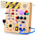 Busy Board,Montessori Toys for 1-3 Year Old Boys & Girls,Travel Educational Learning Activities for Toddlers,Sensory Toy for Kids with Autism (Busy Board v5)
