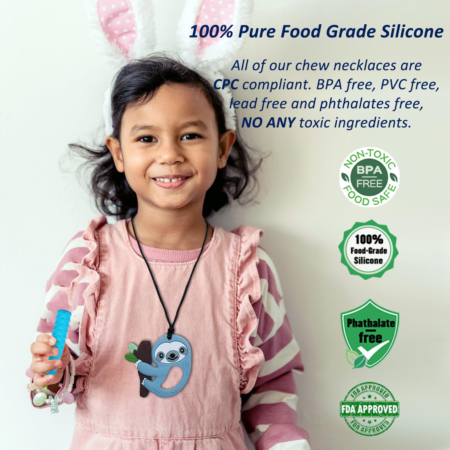 Chew Necklaces for Sensory Kids Boys Girls, 6 Pack Chewy Necklace Sensory Toys for Kids with Autism, Silicone Oral Motor Aids Chew Toys for Children Adults Reduce Fidgeting