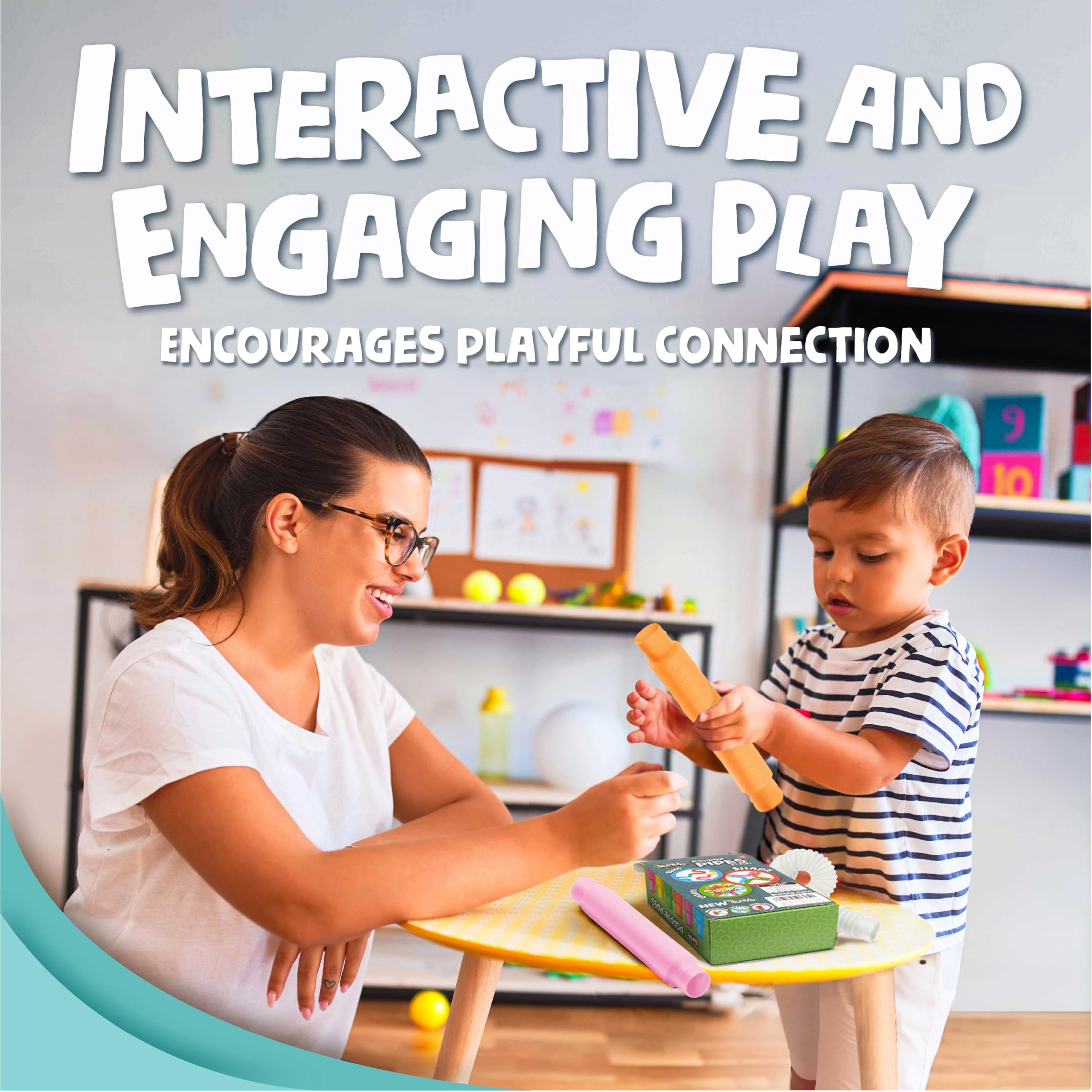 BUNMO Stocking Stuffers for Kids - Pop Tubes - Sensory Toys - Toddler Toys - Imaginative Play & Stimulating Creative Learning - Stocking Stuffers for Toddlers - 4 Pack Large