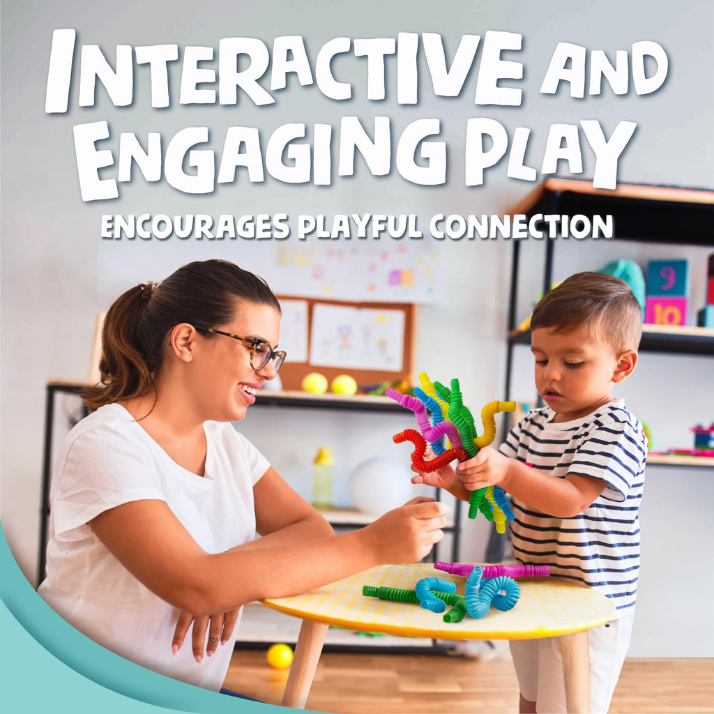 BUNMO Stocking Stuffers for Kids - Pop Tubes - Sensory Toys - Toddler Toys - Imaginative Play & Stimulating Creative Learning - Stocking Stuffers for Toddlers - 4 Pack Large