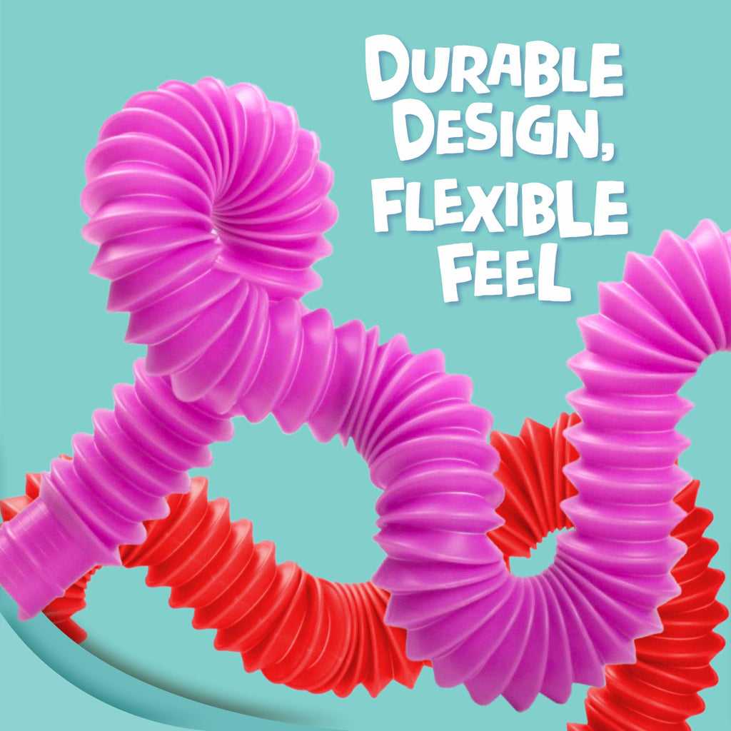 BUNMO Stocking Stuffers for Kids - Pop Tubes - Sensory Toys - Toddler Toys - Imaginative Play & Stimulating Creative Learning - Stocking Stuffers for Toddlers - 4 Pack Large