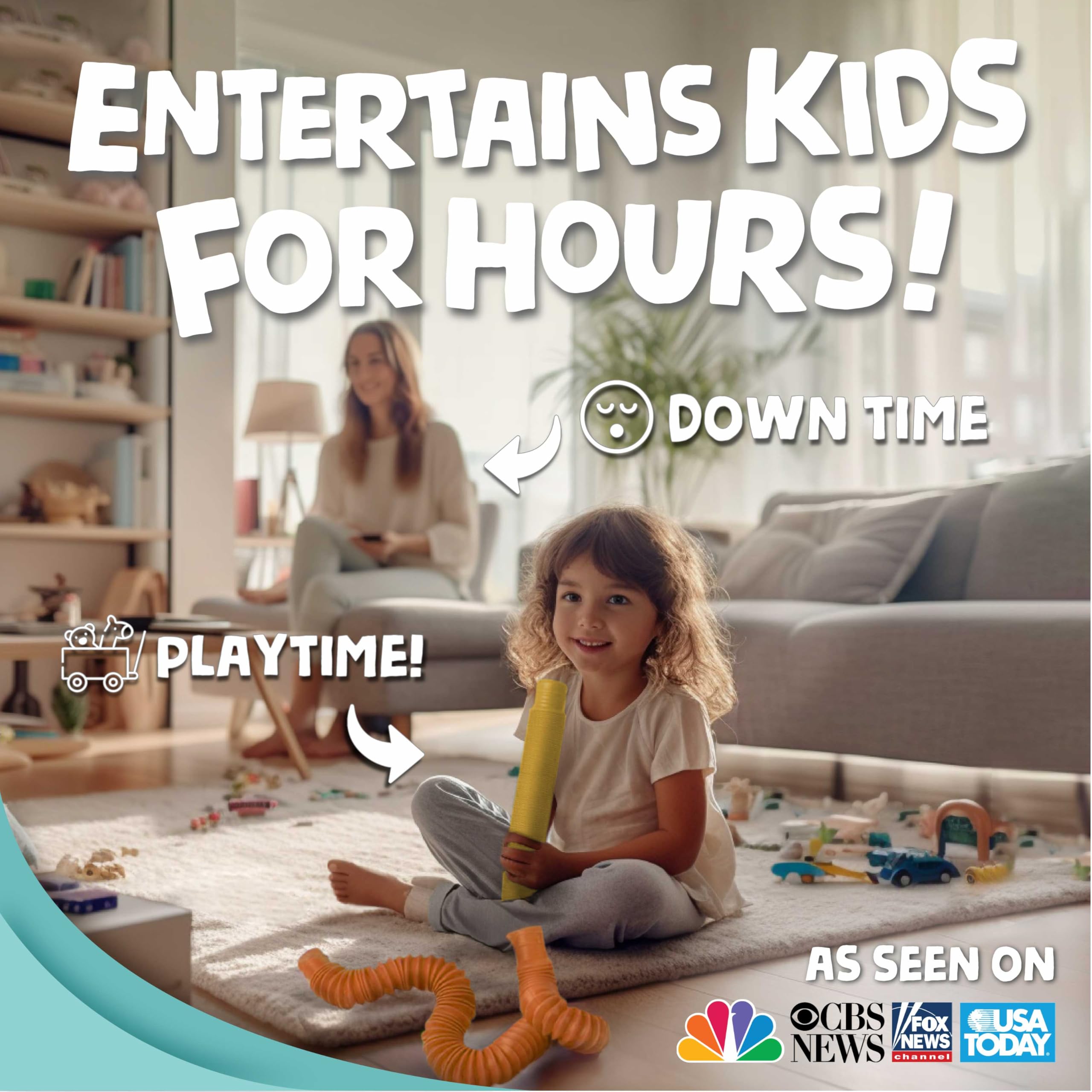 BUNMO Stocking Stuffers for Kids - Pop Tubes - Sensory Toys - Toddler Toys - Imaginative Play & Stimulating Creative Learning - Stocking Stuffers for Toddlers - 4 Pack Large